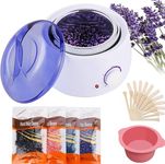Hair Removal Waxing Kit Wax Heater Wax Warmer with 4 Packs of Hard Wax Beads 20 Spatulas,5 Bowl,Painless at Home Wax Kit Hair Removal Kit with Handle Pot 500ml for Paraffin Soft Wax Cream