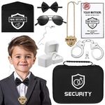 Mepase 9 Pcs Ring Wedding Security Set Include Ring Bearer Box Security Acoustic Earpiece Toy Briefcase Ring Bearer Sunglasses Mission Card Envelope Necklace Bow Tie Toy Handcuffs with Key for Teens