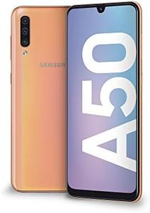 Samsung Galaxy A50 Smartphone, Display 6.4" Super AMOLED, 128 GB Espandibili, RAM 4 GB, Batteria 4000 mAh, 4G, Dual Sim, Android 9 Pie, [Versione Italiana], Coral