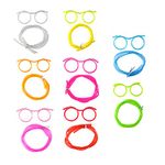 8Pcs Silly Straw Glasses Eyeglasses Straws Crazy Fun Star Straws Novelty Flexible Soft Drink Eyeglasses Tube for Kids Annual Meeting, Fun Parties, Birthday