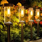 LOTMOS 8 Pack Solar Lights Outdoor Garden, Garden Lights Solar Powered Waterproof, Auto On/Off Solar Stake Lights, Warm White Solar Path Lights forPathway Patio Walkway Yard Decorative