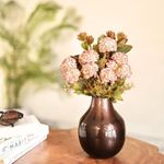 Behoma Metal Flower Vase for Home Decor Living Room Kitchen Office Wedding Round Shape Metal Table Decorative Flower Pot Copper Colour Small (Flower not Included)