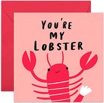 Old English Co. You're My Lobster Funny Anniversary Card - Romantic Wedding Anniversary for Husband, Wife, Girlfriend, Boyfriend, Parents | Blank Inside & Envelope Included