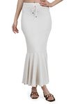 Mehrang Stretchable Frill Saree Shapewear Petticoat for Women, Cotton Blended,Petticoat,Skirts for Women,Shape Wear Dress for Saree White