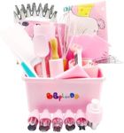 BBplusDD Kids Real Baking and Cooking Sets - 76 Pcs Baking Supplies for Girls & Boys Parent-Child Apron Cake Decorating Kit Baking Utensils with Storage Case (Pink-2)