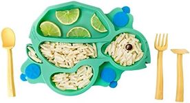 Constructive Eating Plate Made in USA | Constructive Baby | Kids Dinnerware Set, Green Turtle Plate | Divided Suction Plates for Toddlers – Made with Materials Tested for Safety