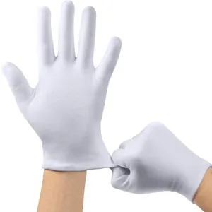 Cotton Gloves, 10pairs(20 Pcs) White Cotton Gloves for Women and Men, Washable Stretch Cotton Gloves for Dry Hands and Eczeme Moisturizing Cloth Gloves, Coin Jewelry Silver Cotton Inspection Gloves