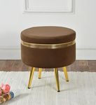 SR CREATIONS Ottoman Pouffes Sitting Stool for Living Room Velvet Wooden Furniture Puffy Footrest Foot Footrest Seat Pouf Footstool for Office Home Decor, 16x16x17 Inches, Coffee