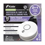 Kidde 120 V AC Talking Smoke & Carbon Monoxide Alarm with 10-Year Sealed Battery Backup, Model P4010ACSCO-C