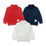 YUV Baby Boys & Girls Winter Wear Turtle Neck Cotton Fleece Relaxed Sweatshirt - Pack Of 3 (12-18 Months, Multi 001)