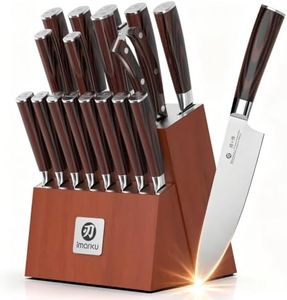 imarku 18-Piece Gyutou High-Carbon Stainless Steel Knife Set with Block