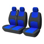 TOYOUN Van Seat Covers Two-tone Universal Fit Most Vans Trucks Lorry Front Seat Covers Single & Double Car Seat Covers for Single Driver and Double Passenger Seat 2+1 seat Covers, Black & Blue