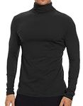 SIMIYA Mens Turtleneck Long Sleeve Shirts, Slim Fit Thermal Turtleneck for Men Basic Lightweight Thermal Underwear Top, Black M