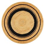 Tepo Round Jute Rug 3 ft | Braided Area Rug for Kitchen, Living Room and Bedroom | 100% Natural Rustic Hand Woven Rug | Beige