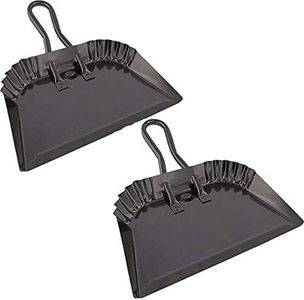 Edward Tools Black Metal Dustpan 12” - Heavy Duty Powder Coated Steel Does not chip or Bend - Precision Edge for Small Item Sweeping - Loop Handle for Comfort/Hanging (2)