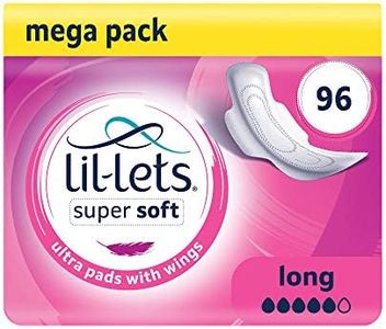 Lil-Lets Super Soft Ultra Thin Period Pads X 96 | Long Absorbency | With Wings | 8 Packs of 12 Pads - Bulk Pack | Medium to Heavy Period Flow
