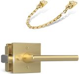 Mega Handles Prime Collection - Reversible Privacy Door Handle Exposed Screws, 4.29" + Transom Chain (Satin Brass)