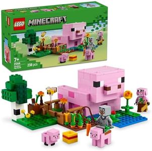 LEGO Minecraft The Baby Pig House Toy for 7+ Year Old Girls & Boys, Kids Toy Farm Animal Building Set with Crafting Table, Character Figure and Mobs, Desk Toy or Decor for Gaming Fans 21268