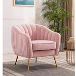 Woodheart shop Rubberwood Arm Chair | Arm Chair With Cushion | Seating Chair | Seating Chair With Cushion | Living Room Chair | Living Room Chair With Cushion | (Blush)