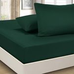 Imperial Rooms Fitted Sheet 40 Cm - Extra Deep Brushed Microfiber Bed Sheets Easy Care Soft Fitted Bed Sheet - Shrinkage and Fade Resistant (Emerald, Single)