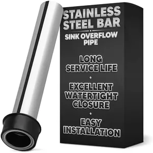 Stainless Steel Bar Sink Overflow Pipe - Brass Metal Sink Strainer Pipe Tube Bathroom Pipes Fittings - Bathroom Sink Drain Strainer Pipe Overflow Drain Stopper 1/2" Kitchen Sink Drain Strainer Plug