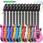 FUTUREPLUSX 12PCS Inflatable Guitars, Toy Guitars Assorted Colors Blow Up Guitars for 80s Party