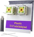 13’’Crochet Blocking Board with 20 Pegs/Pins Granny Square Blocking Boards for Crochet Projects,Plastic Waterproof Crochet Peg Blocking Board Gift for Crocheters and Beginners
