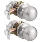 Probrico Brushed Nickel Passage Door Knobs, Interior Door Knobs, Keyless Door Knobs for Hallway, 2 Pack