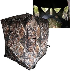 THUNDERBAY 4 Person Pop Up Ground Hunting Blinds with 270 Degree See-Through Mesh Windows, Portable Durable Hunting Tent for Deer & Turkey Hunting