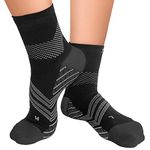 TechWare Pro Plantar Fasciitis Sock – Therapy Grade Targeted Cushion Compression Socks Men & Women. Ankle Brace Foot Sleeve & Arch Support for Achilles Tendonitis & Heel Pain Relief (Blk/Gry LRG)