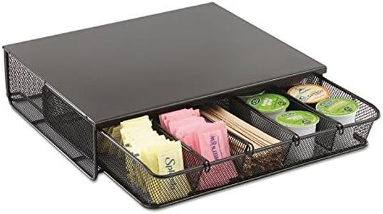 Safco Products Coffee and Sugar Organizer 3274BL Hospitality Tray, Home, Office, & Hotel, 1 Drawer, Black, 12"W x 11"D x 3 ¼"H