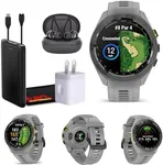 Garmin Approach S70 42MM Gray- Fitness Tracker Golf GPS Premium Smartwatch for Men, Lightweight Touchscreen AMOLED Display and Pre-Loaded Courses Bundle with Air Pro TWS Truly Wireless Earbuds -