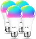 LVWIT E27 WiFi Alexa Bluetooth Bulbs RGBCW, 12 W Replaces 100 W, 1521 lm, WiFi Smart Bulb A70, Compatible with Alexa, Echo and Google Assistant, Dimmable via Tuya App (Pack of 4)