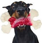 Zinbo Dog Toys for Aggressive Chewers, Dog Toys for Large Dogs, Indestructible Dog Bones for Aggressive Chewers, Tough and Durable Dog Chew Toy, Real Bacon & Beef Flavors (Large, Beef)