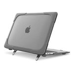 MOSISO Compatible with MacBook Air 13 inch Case 2021 2020 2019 2018 Release A2337 M1 A2179 A1932 with Retina Display, Heavy Duty Plastic Hard Shell with Fold Kickstand, Gray