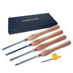 POWERTEC 4 Pcs Carbide Lathe Tools for Woodturning, Wood Lathe Tools with Radius Edge Square, Flat Edge Square, Round and Diamond, Lathe Toolds with Replaceable Blade (71826)