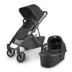 UPPAbaby Vista V2 Stroller/Convertible Single-To-Double System/Bassinet, Toddler Seat, Bug Shield, Rain Shield, and Storage Bag Included/Jake (Charcoal/Carbon Frame/Black Leather)