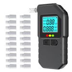 Breathalyser Alcohol Tester, Dual Sensor Digital Breathalyzer with LCD Display, Portable Breath Alcohol Meter, 20 Mouthpieces, Fast Results, Pocket Size for Home Parties, Personal Checking (Black)