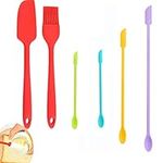 6 Pcs Mini Spatulas Silicone,Multifunctional Reusable Tiny Rubber Makeup Long Spoon,for Kitchen Jar Food Baking Cooking Mixing Beauty Make Up Cosmetics Lotion Resin Handmade Palette(Purple,Yellow,Green,Blue,Red)