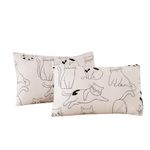 ECOCOTT 2 Pack Pillowcase Standard Size, Cartoon Cats Pattern Pillow Cases Set, 100% Cotton Pillow Covers with Envelope Closure (Standard, 20"x26")