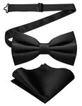 RBOCOTT Black Bow Tie Bowtie and Pocket Square Set for Men(2)