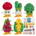 LORDISE Crochet Kit for Beginners, 5Pcs Walking Vegetables Beginners Crochet Kit with Step-by-Step Instructions and Video Tutorials, Crochet Kit for Beginners Adults Crochet Birthdays Gift