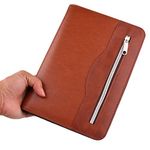 Gift for Men,SAYEEC A5 Executive Conference Folder Travel Portfolio Ringbinder Folio Zip Around PU Leather Loose Leaf Refillable Lined Paper Business Notebook Zipped Organiser with Calculator(Brown)