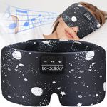 LC-dolida Bluetooth Sleep Mask with Headphones, 6A Ice Silk Bluetooth Sleeping Mask 200% Blackout Eye mask with Bluetooth Headphones for Travel/Nap/Yoga/Meditation/Relaxation