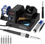 Soldering Station, Solder Iron Kit 100W Adjustable Temperature(180-480°C), Soldering Kit LED, Solder Iron Station with 5 Solder Tips, Desoldering Pump‌, Screwdriver