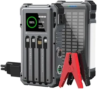 Uukto W39S Solar Jump Starter, 5000A Peak 12V car Battery Jump Starter for Up to 10.0L Gas & 6.0L Diesel Engines, Portable car Jump Starter with Built in Charge Cable and Flashlight, Gray