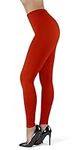 SATINA High Waisted Leggings for Women | Women’s Leggings in Capri & Full Lengths | Regular & Plus Sizes 2.5 cm Waistband Red