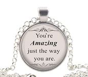 Bruno Mars Quote Necklace, Just the Way You Are Music Song Lyrics Pendant, Silver Jewellery Gift Ideas for Friends