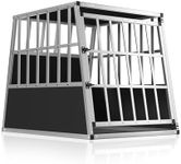 CADOCA® Cat & Dog Travel Crate for Car | Animal Carrier Transport Box Cage | Robust, Lockable, Aluminium Pet Animal Car Transport Box For Trunk Boot | 66x90x72cm | Large