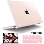 Tuiklol for Clear M3 MacBook Air 13.6 inch Case 2024 2023 2022 Release Model A3113 A2681 with M2 Chip,Laptop Hard Shell Cases with Keyboard Cover & Screen Protector & Camera Cover,Sparkly Sakura Pink